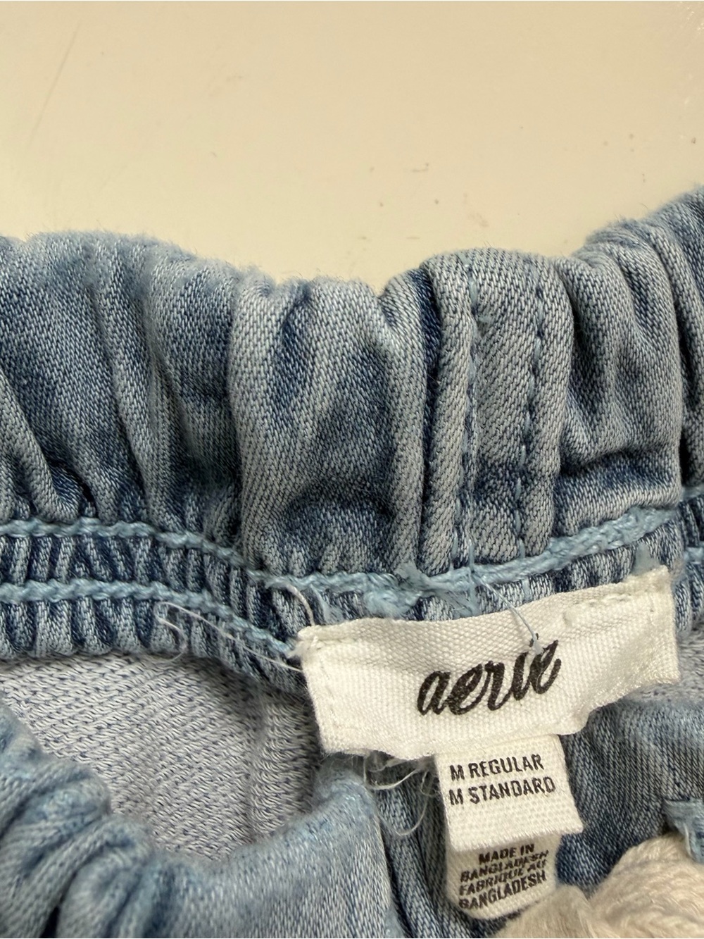 Aerie Pants Me-Day Tie Waist Pant Cotton Denim Light Wash Size Medium - Picture 4 of 10